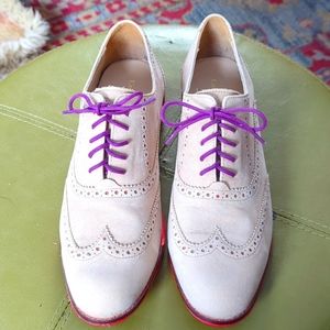 Cole Hann Beige Suede Oxfords